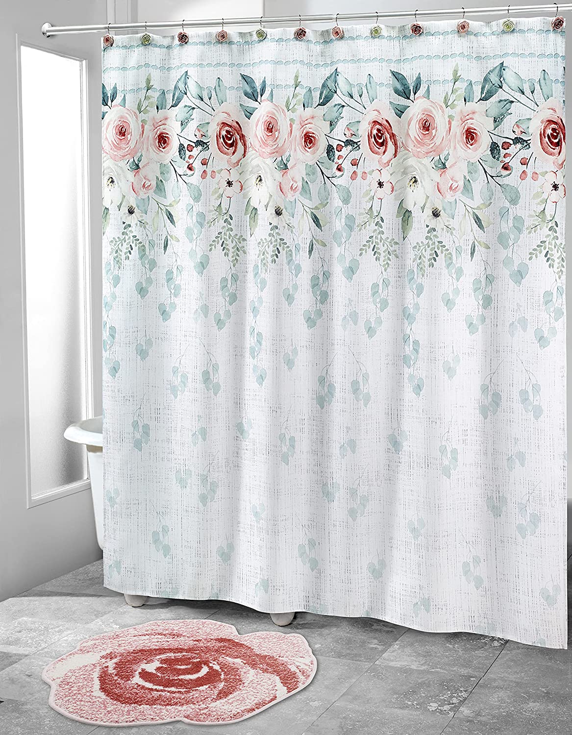 Avanti Farmhouse Shell Fabric Shower Curtain for a BeachThemed