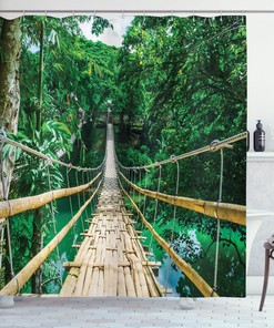 Bamboo Bridge in Tropical Forest Bohol Philippines Shower Curtain - Home Decor Accessory