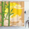 Bamboo Full Moon Clouds Shower Curtain - Asian Bathroom Decor