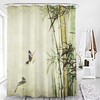 Bamboo Leaves Birds Ink Painting Shower Curtain Bathroom Decor