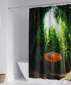 Bamboos Forest Jungle Trees Shower Curtain Bathroom Decor