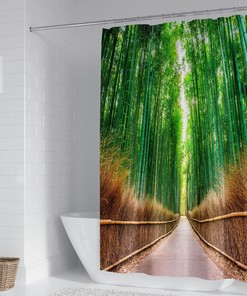 Bamboos Forest Path Jungle Trees Shower Curtain Bathroom Decor