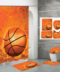 Basketball Print Shower Curtain - Ideal for Sports-Themed Bathrooms