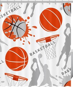 Basketball Sports Waterproof Bath Curtains for Home Decor - Washable and Durable