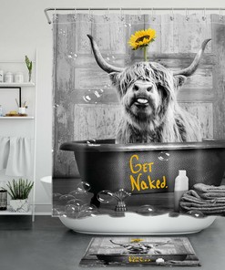 Bathtub Highland Cow Shower Curtain for Bathroom Decor