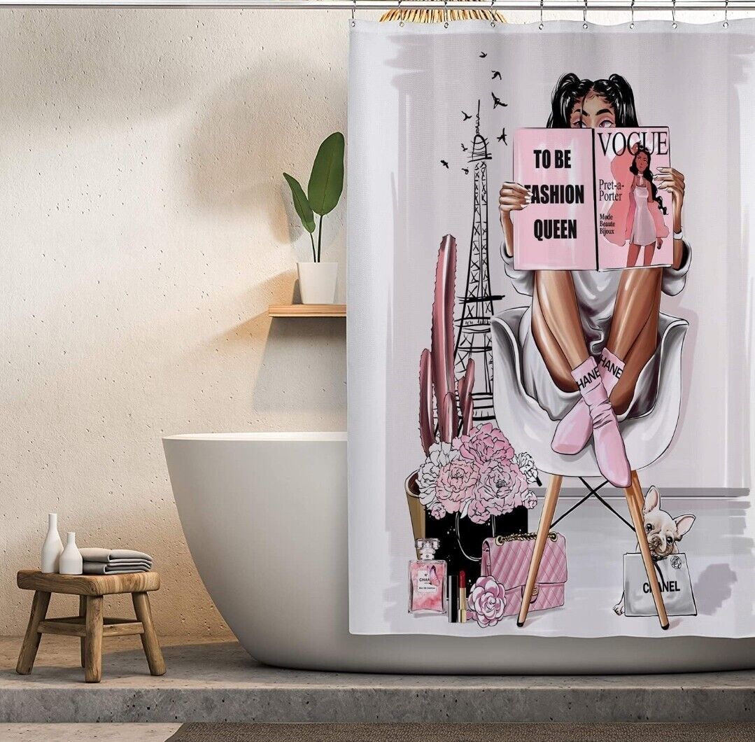 Beautiful African American Black Girl Shower Curtain for Bold and Empowering Bathroom Decor - Image 2