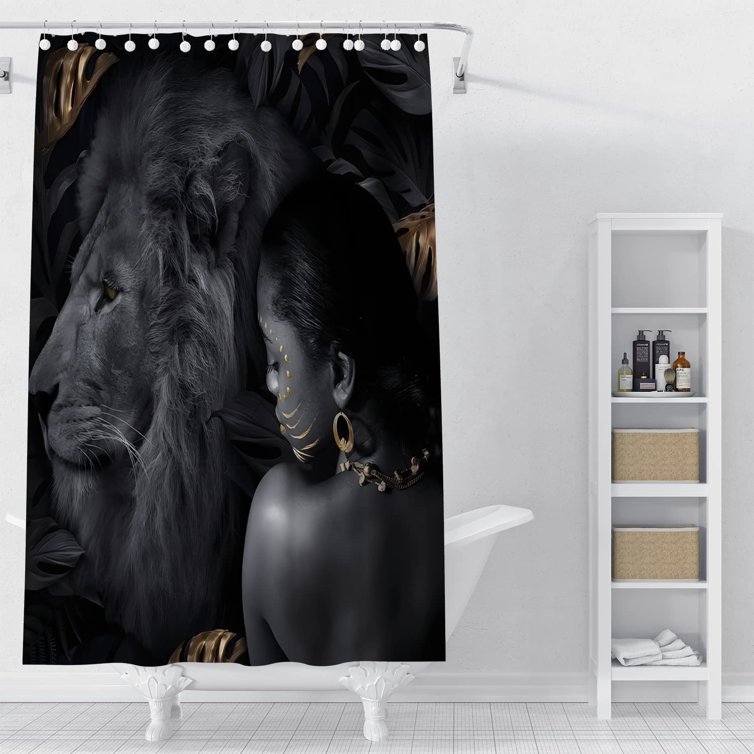 Beautiful African Woman on Safari Shower Curtain African Bathroom