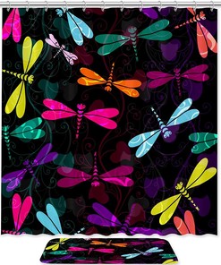 Beautiful Dragonfly Printing Waterproof Bathroom Shower Curtain