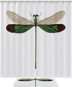 Beautiful Dragonfly Waterproof Shower Curtain for Nature Bathroom Decor