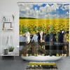 Beautiful Farmhouse Shower Curtain with Golden Sunflower Field Design