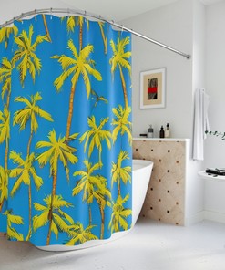 Beautiful Palm Trees Beach Shower Curtain for Modern Bathroom Decor