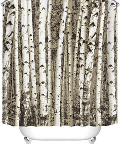 Birch Trees Nature Themed Shower Curtain for Bathroom Decor