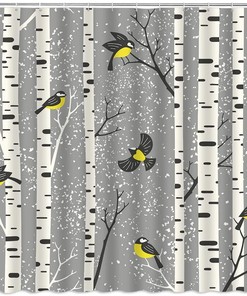 Birch Trees Winter Shower Curtain for Nature-Inspired Bathroom Decor