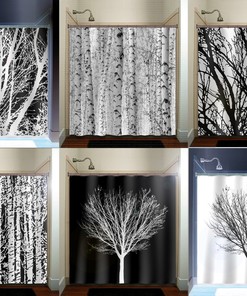 Birch Wood Planks: Forest Shower Curtain and Matching Home Decor - Bathroom Decor