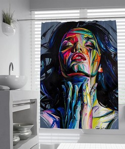 Black Girl Female Art Design Graffiti Art Shower Curtain for Modern and Chic Bathroom Decor