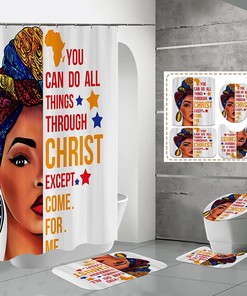 Black Girl Hand and Gold Ornament Shower Curtain for Modern and Aesthetic Bathroom Decor