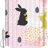 Black and Pink Shower Curtain with Easter Bunny Egg Silhouettes for Cute Bathroom Decor - Funnywall88
