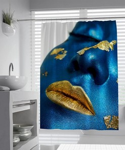 Blue Face Women's Shower Curtain for Bold Bathroom Decor