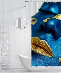 Blue Face Women’s Shower Curtain for Bold Bathroom Decor