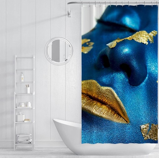 Blue Face Women’s Shower Curtain for Bold Bathroom Decor
