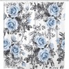 Blue Flowers and Leaves Watercolor Floral Home Bathroom Decor Fabric Waterproof Shower Curtain