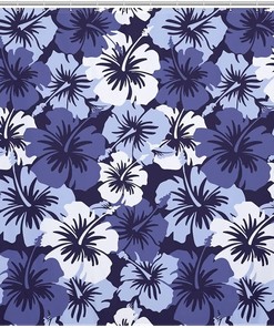Blue Hawaiian Hibiscus Floral Shower Curtain - Hotel Bathroom Decor