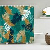 Blue Palm Fern Leaves Fabric Shower Curtain - Boho Tropical Home Bathroom Decor