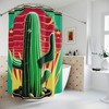 Bohemian Chic Cactus & Flowers Shower Curtain - AI Art Print with Abstract Art for Desert Bathroom Decor