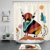 Bohemian Highland Cow Shower Curtain with Abstract Artwork