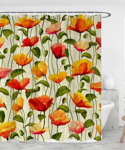 Boho Floral Shower Curtain Vintage Bathroom Decor