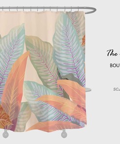 Boho Leaf Plant Shower Curtain: Colorful Bathroom Decor with Waterproof Bath Curtains