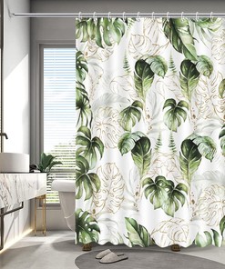 Boho Tropical Leaves Shower Curtain