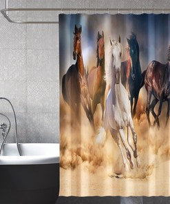 Brown Horse 3D Shower Curtain Waterproof Fiber for a Rustic Bathroom