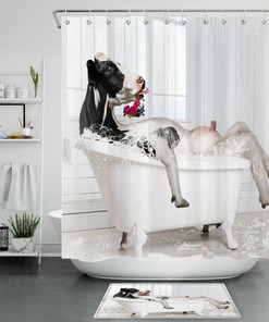 Bubble Bath Funny Cow Shower Curtain for Farmhouse Bathtub Bathroom Decor with Home Decor Touches