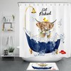 Bubble Bath Highland Cow Shower Curtain for Rustic Bathroom Decor