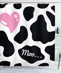 Camouflage Pattern Cow Print Shower Curtain, Country Bathroom Decor