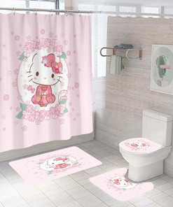 Cartoon Hello Kitty Bath Waterproof Shower Curtain Lid