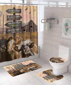 Cattle Cow Prairie Flower Animal Shower Curtain for a Western Bathroom Decor