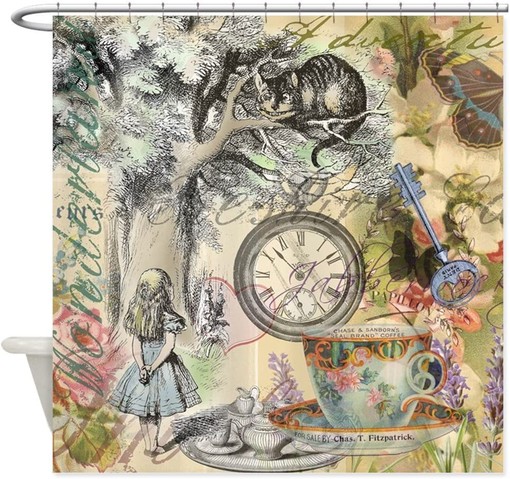 Cheshire Cat Alice in Wonderland Decorative Fabric Shower Curtain for Whimsical Bathroom Decor - Image 2
