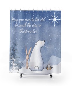 Christmas Animals Santa Claus Shower Curtain for Holiday Home Decor