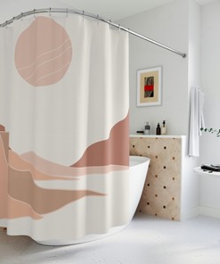 Christmas Gift Abstract Mid Century Woman Geometric Line Art Shower Curtain for Festive Bathroom Decor