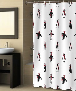 Christmas Penguin Shower Curtain for Festive Bathroom Decor