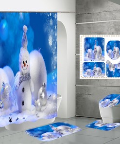 Christmas Snowman Snowflakes Shower Curtain for a Charming Winter Bathroom