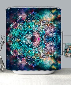 Colorful Boho Bohemia Art Shower Curtain with Plastic Hooks, Cloth Curtain for Bathroom Decor, Multiple Styles - Bathroom Curtain