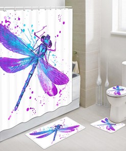 Colorful Dragonfly Print Shower Curtain for a Nature Inspired Bathroom