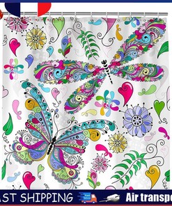 Colorful Dragonfly Shower Curtain with Waterproof Fabric | Bathroom Decor