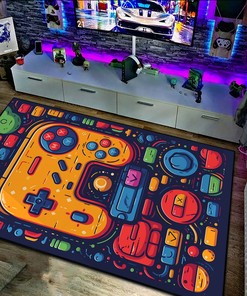 Colorful Game Controller Area Rugs for Game Room or Bedroom, Shufflezone Gaming Carpet, Teen Boys' Bedroom Gaming Rugs