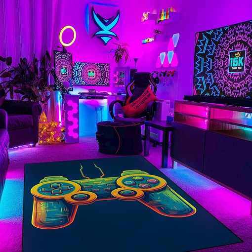 Colorful Game Controller Area Rugs for Game Room or Bedroom, Shufflezone Gaming Carpet, Teen Boys' Gaming Rugs - Image 3