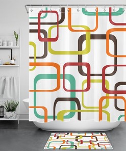Colorful Geometric Art Printed Shower Curtain for Modern Bathroom Decor