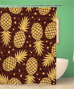 Colorful Hawaiian Pineapple Pattern Shower Curtain, Waterproof Fabric, Bathroom Decor